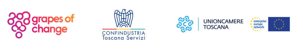 Loghi Grapes of change, Confindustria Toscana, logo ReteEEN- Unioncamere Toscana